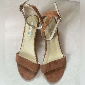 BODEN✨ New 💯 Leather Suede Wedge Sandal EU38 Tan/Brown